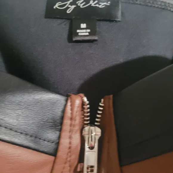 Say What? Brown And Black Bustier Crop Top Faux Leather - Picture 3 of 6